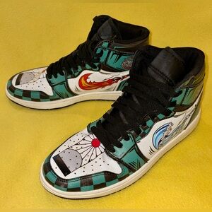 DEMON SLAYER - Tanjiro Kamado Water and Flame Custon Shoes Men’s Size 40 - US 7